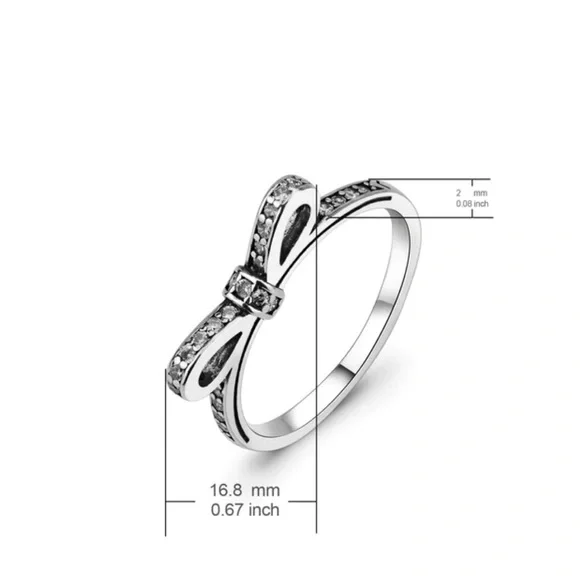 New Sterling Silver Exquisite Classic Bow Stackable Ring, Size 6 - Picture 9 of 9